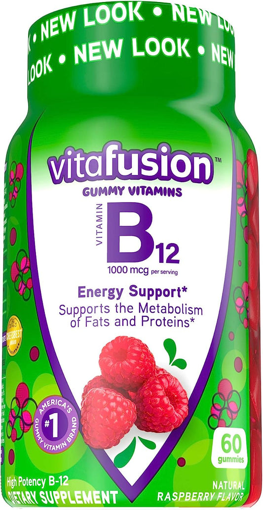 Vitafusion Vitamin B-12 1000 mcg Gummy Vitamins, Natural Raspberry Flavor (60ct)