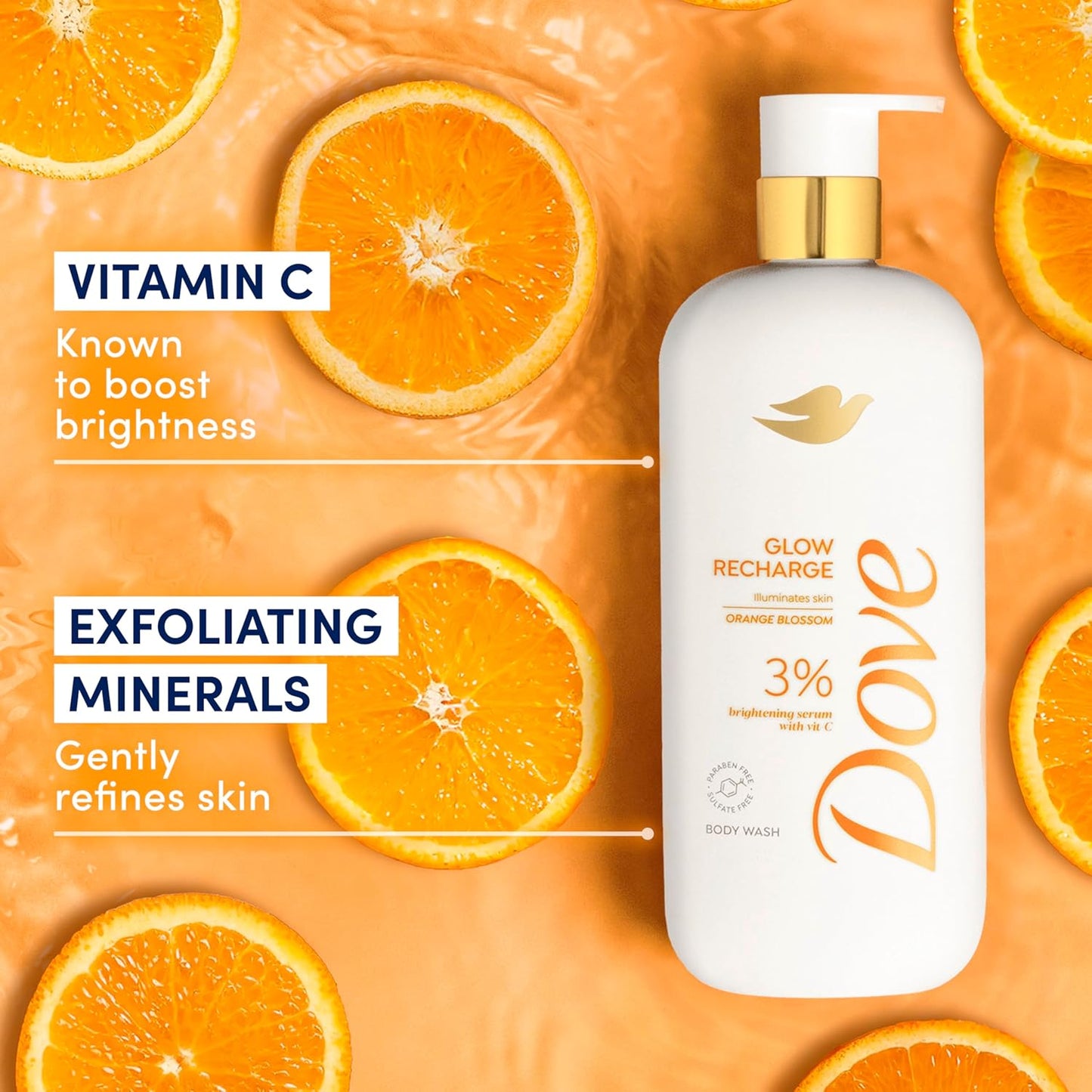 Dove Glow Recharge 3% Brightening Serum with Vit-C Body Wash, 547 ml / 18.5 fl oz