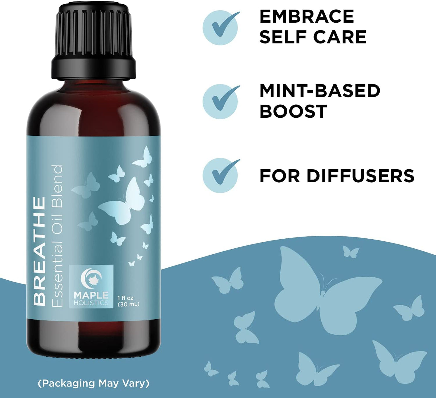 Maple Holistics Breathe Essential Oil Blend with Eucalyptus, Peppermint, Tea Tree and Spearmint Oil for Diffusers, 1 fl.oz / 30 ml