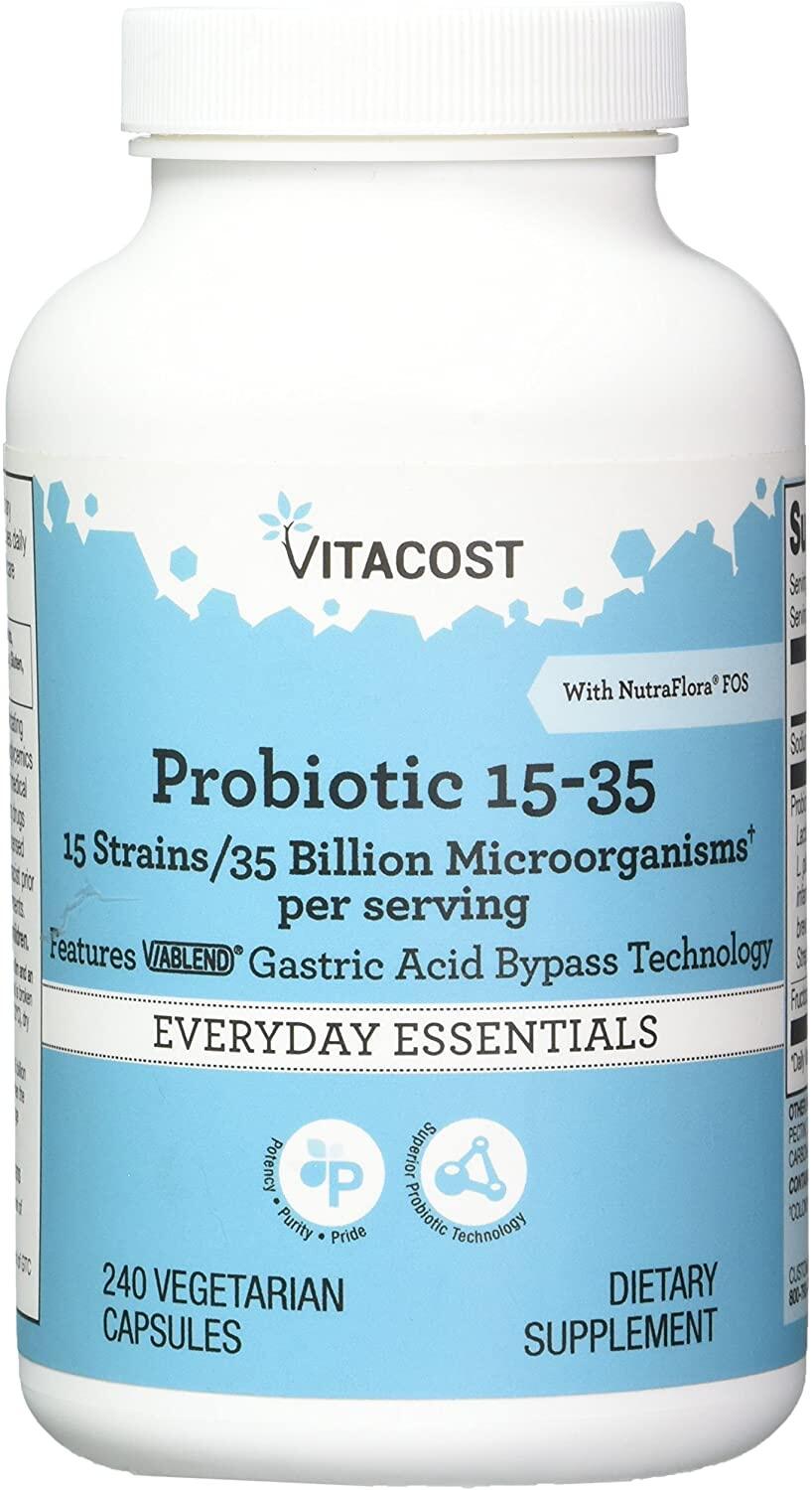 Vitacost Probiotic 15-35 with NutraFlora FOS (240 Vegetarian Capsules)