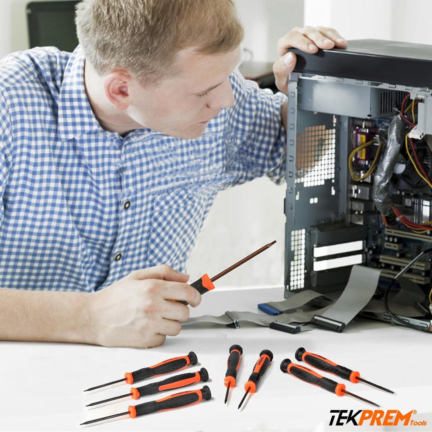 TEKPREM Tools Torx Screwdriver Set with T3 T4 T5 T6 T7 T8 T9 T10 Complete Star Repair Kit, 8 Pieces