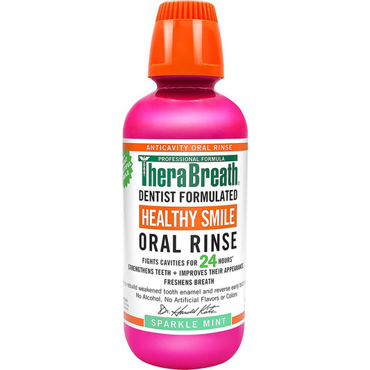 TheraBreath Healthy Smile Dentist Formulated 24 Hours Oral Rinse, Sparkle Mint, 16 oz.