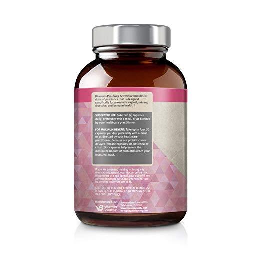 Vitamin Bounty Probiotic & Prebiotic for Women - 10 Billion CFUs Per Serving with Cranberry, 5 Strains (60 Caps)
