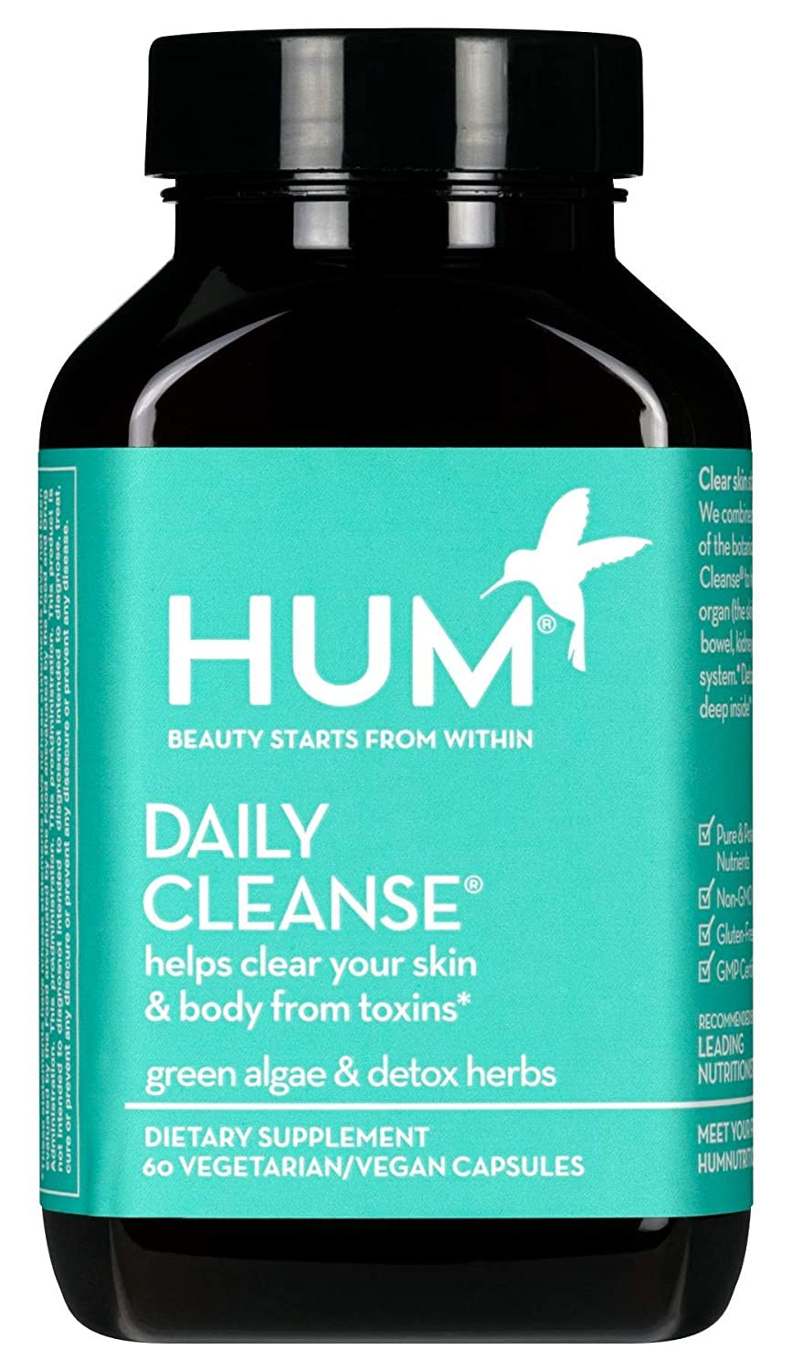HUM Daily Cleanse Skin Supplement Clear Skin & Body Detox, 60 Vegan Capsules