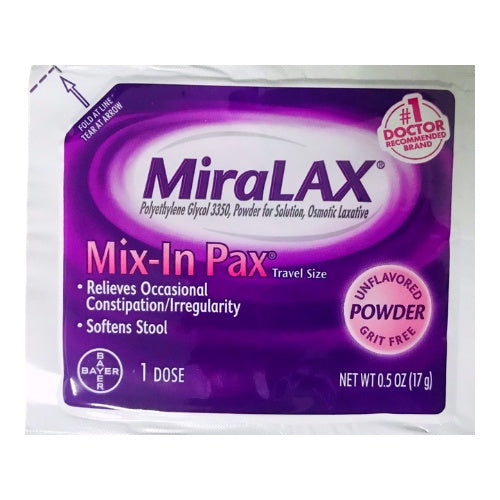 MiraLAX Single Dose Sachets, 10 Count (Packaging may Vary) NO BOX
