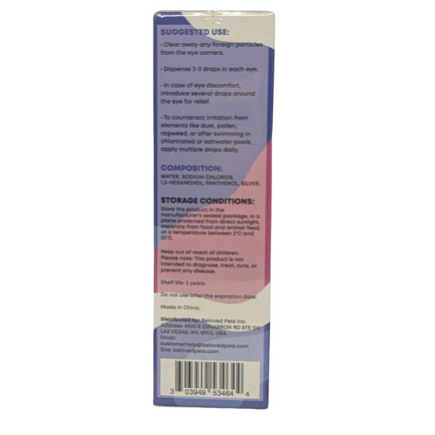 Beloved Pets Eye Wash Removes Tear Stains Cat & Dog, 100 ml / 3.4 fl oz