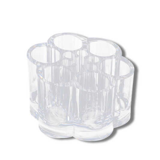 Flower Shaped Acrylic Lipstic and Brush Organiser 6 Slots, Clear