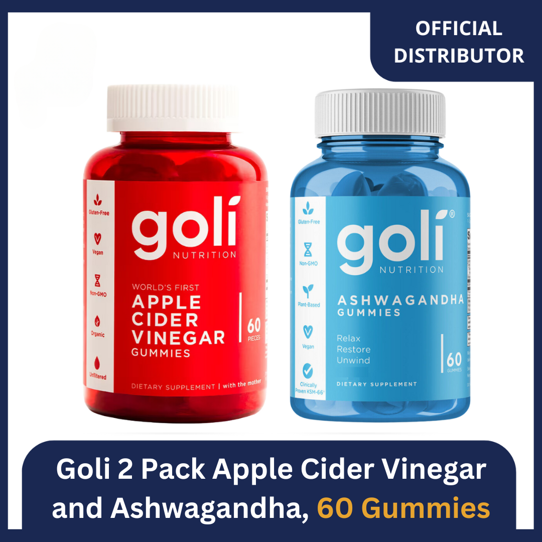 Goli 2 Pack Apple Cider Vinegar and Ashwagandha, 60 Gummies