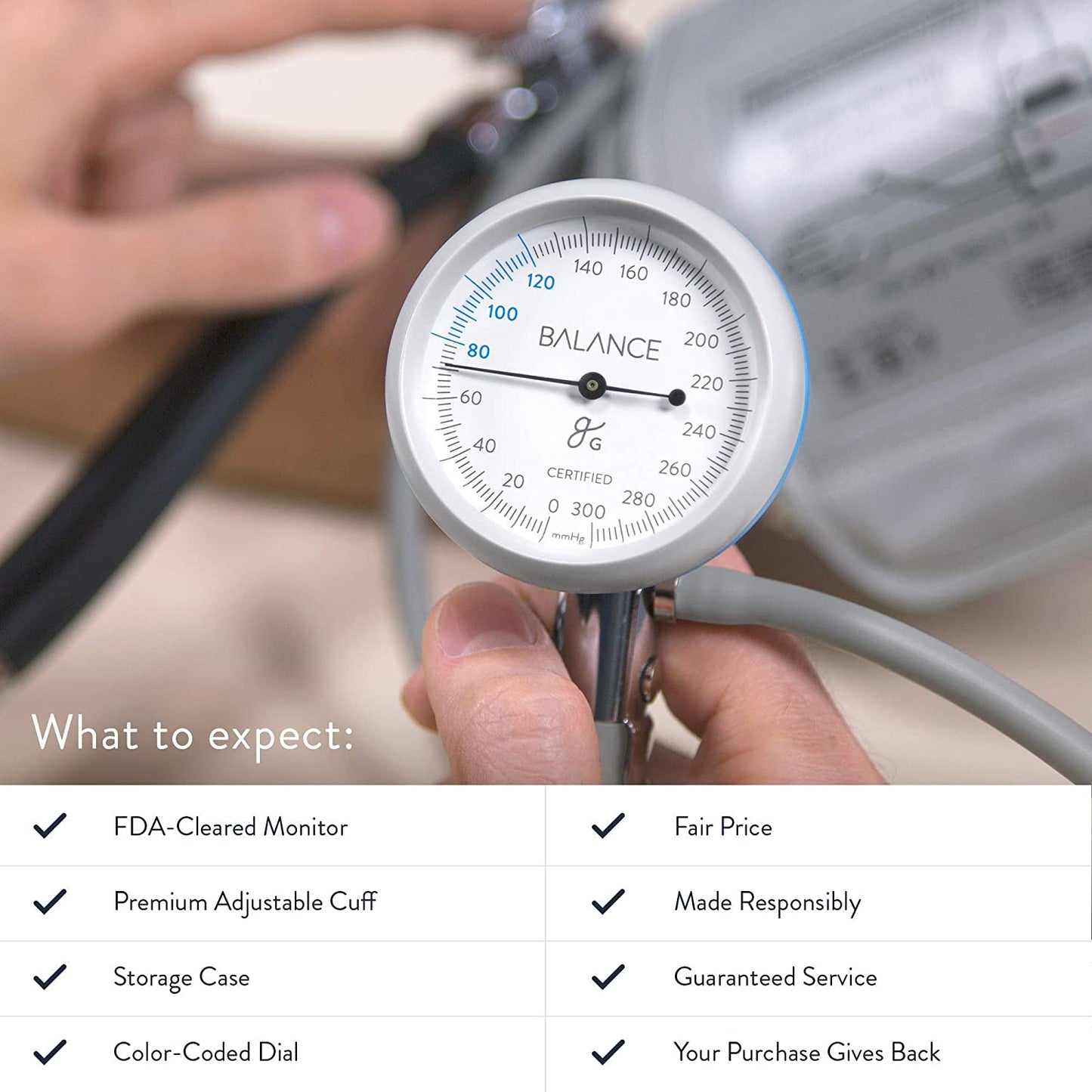 Greater Goods Sphygmomanometer Manual Blood Pressure Cuff with Combined Bulb and Dial (0610)