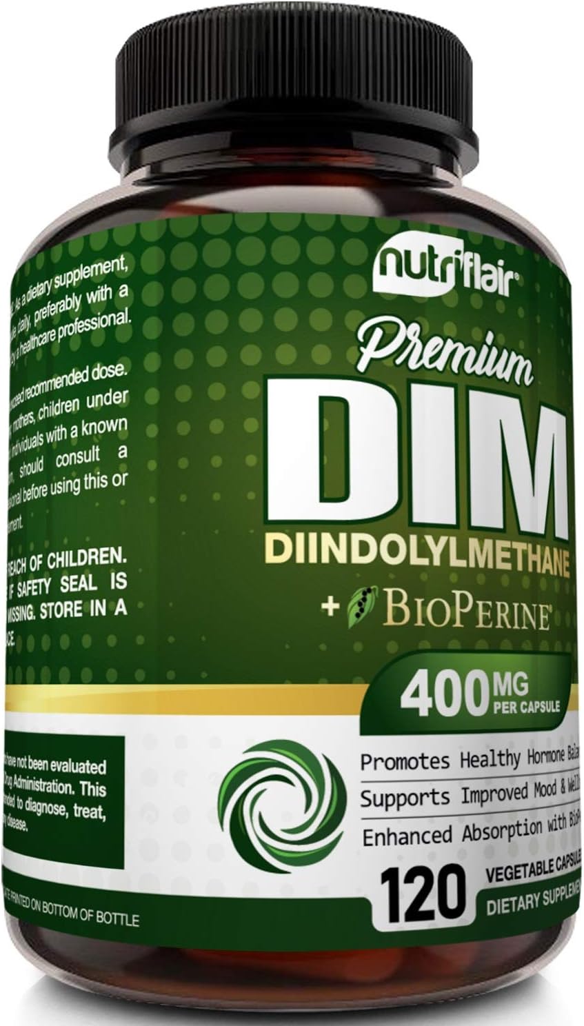 Nutriflair Premium Dim For Healthy Hormone Balance 400mg, 120 Vegetable Capsules