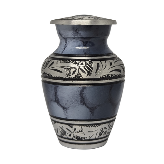 MEMORIALS Elite Mini Cloud Blue and Silver Cremation Urn, 1 Count