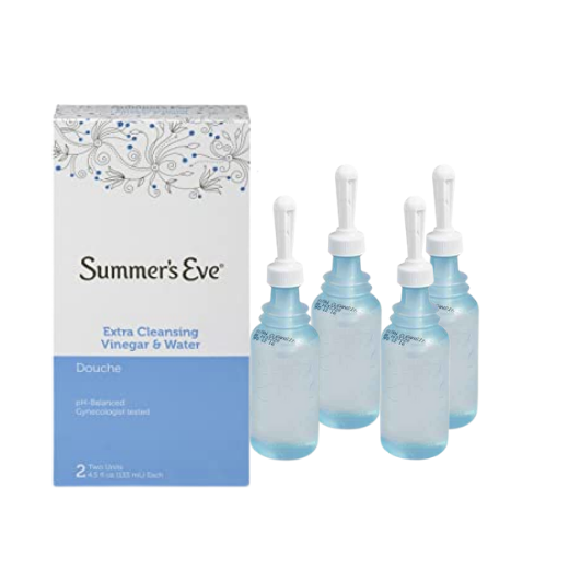 Summer's Eve 4 PCS pH Balanced Douche, Extra Cleansing Vinegar & Water, Feminine Care Wash, 133ml each