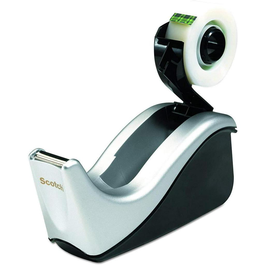 Scotch Desktop Tape Dispenser Silvertech Two-Tone, C60-ST