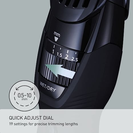Panasonic ER-GB42-K (Black) Rechargeable Cordless Men's Beard/Hair Trimmer With Adjust Dial 19 Length Setting