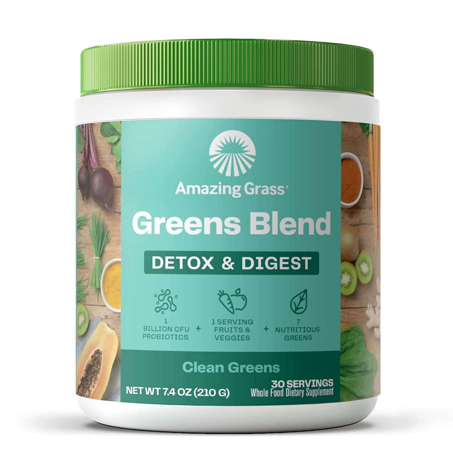 Amazing Grass Green Superfood Detox & Digest, Clean Green, 30 Servings (210 g) (PACKAGING MAY VARY)