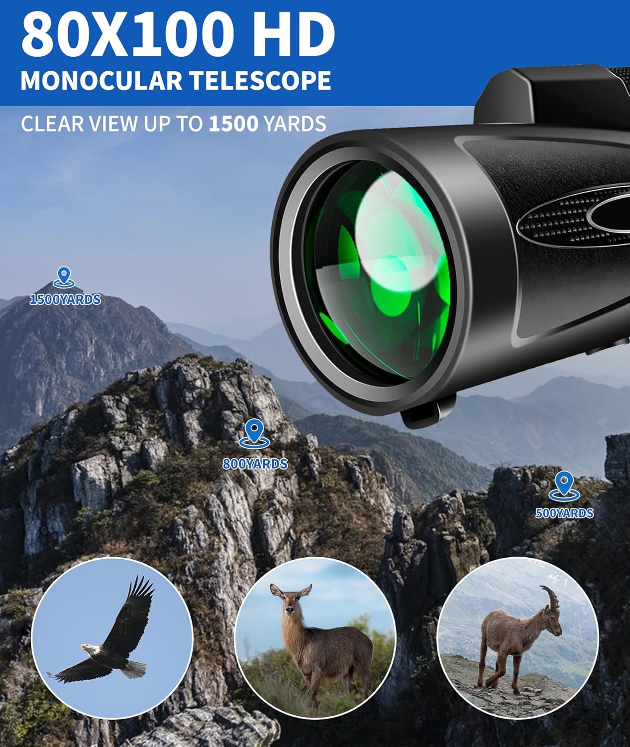 Monocular Telescope with Smartphone Adapter Tripod