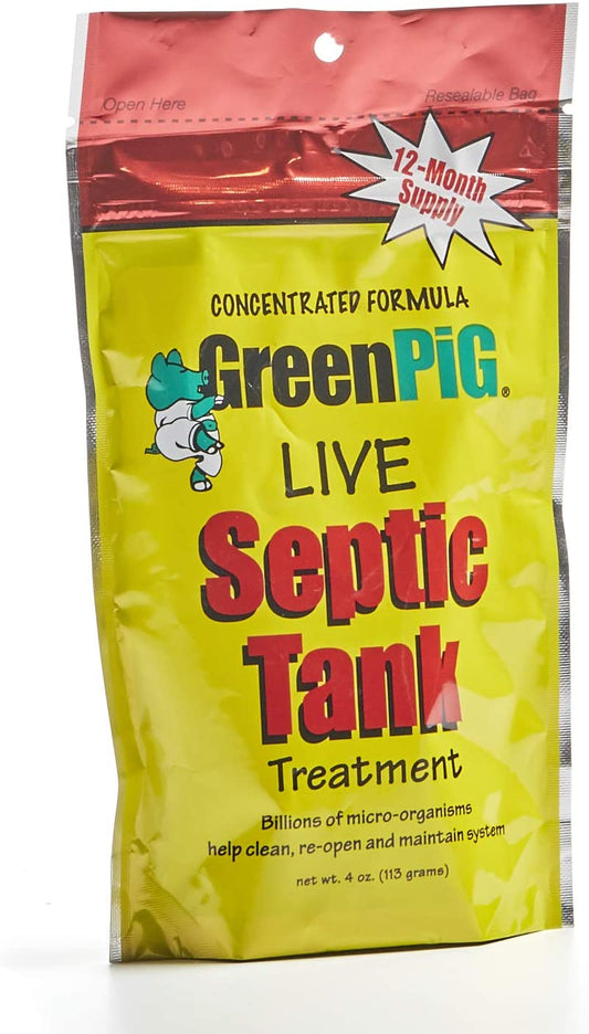 GreenPig Live Septic Tank Treatment Contains Billions of Micro-Organisms, 4 oz. / 113g