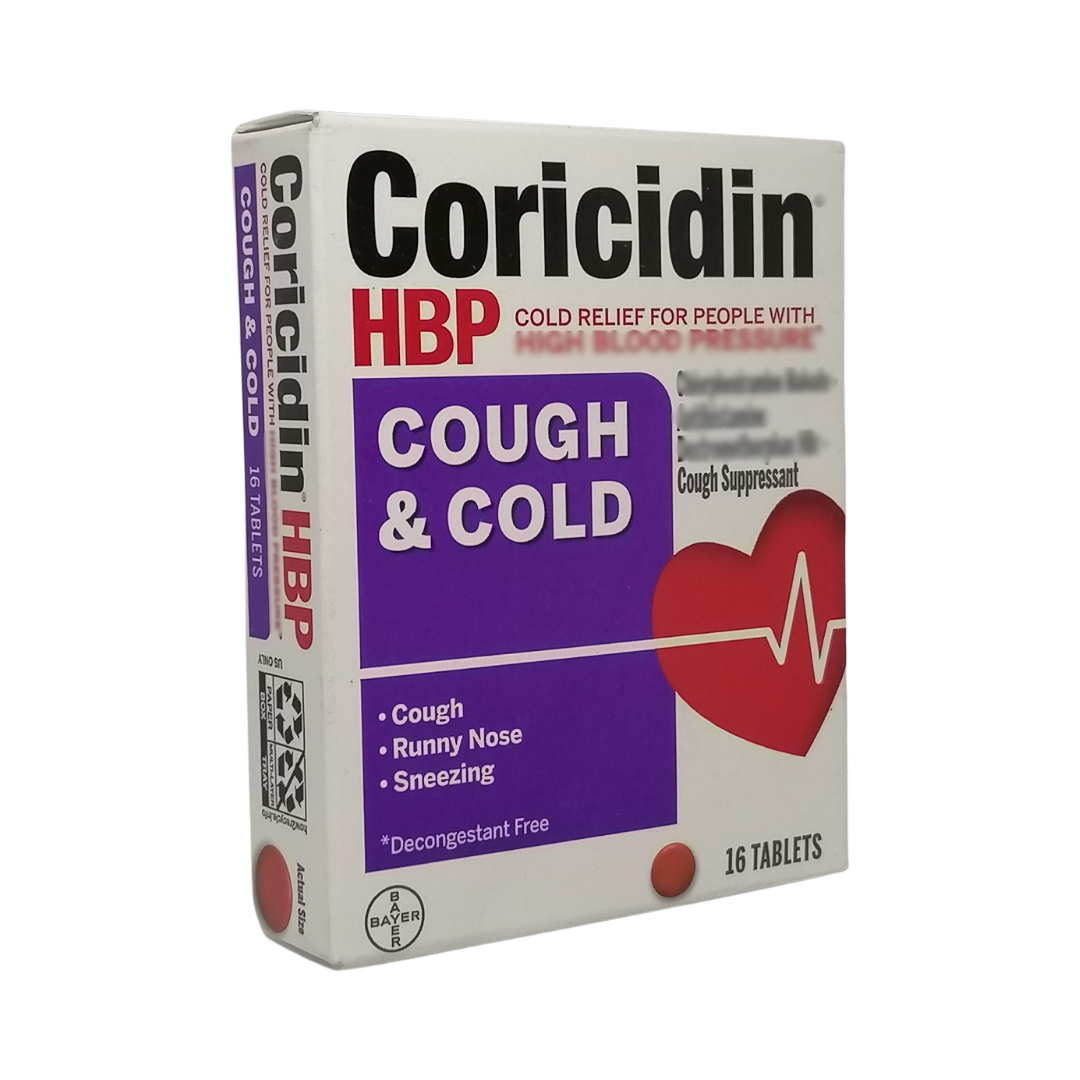 Coricidin HBP Cough & Cold Relief, 16 Tablets