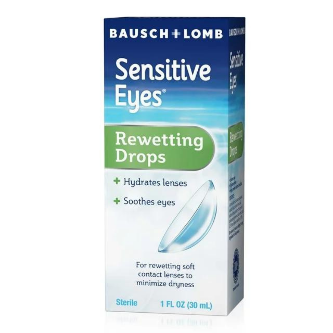 Bausch & Lomb Sensitive Eyes Rewetting Drops Hydrates Lenses, Soothes Eyes (1 fl oz / 30ml)