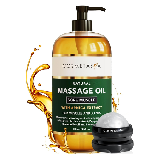 Cosmetasa Massage Oil Sore Muscle with Massage Roller Ball 8.8oz (260 ml)