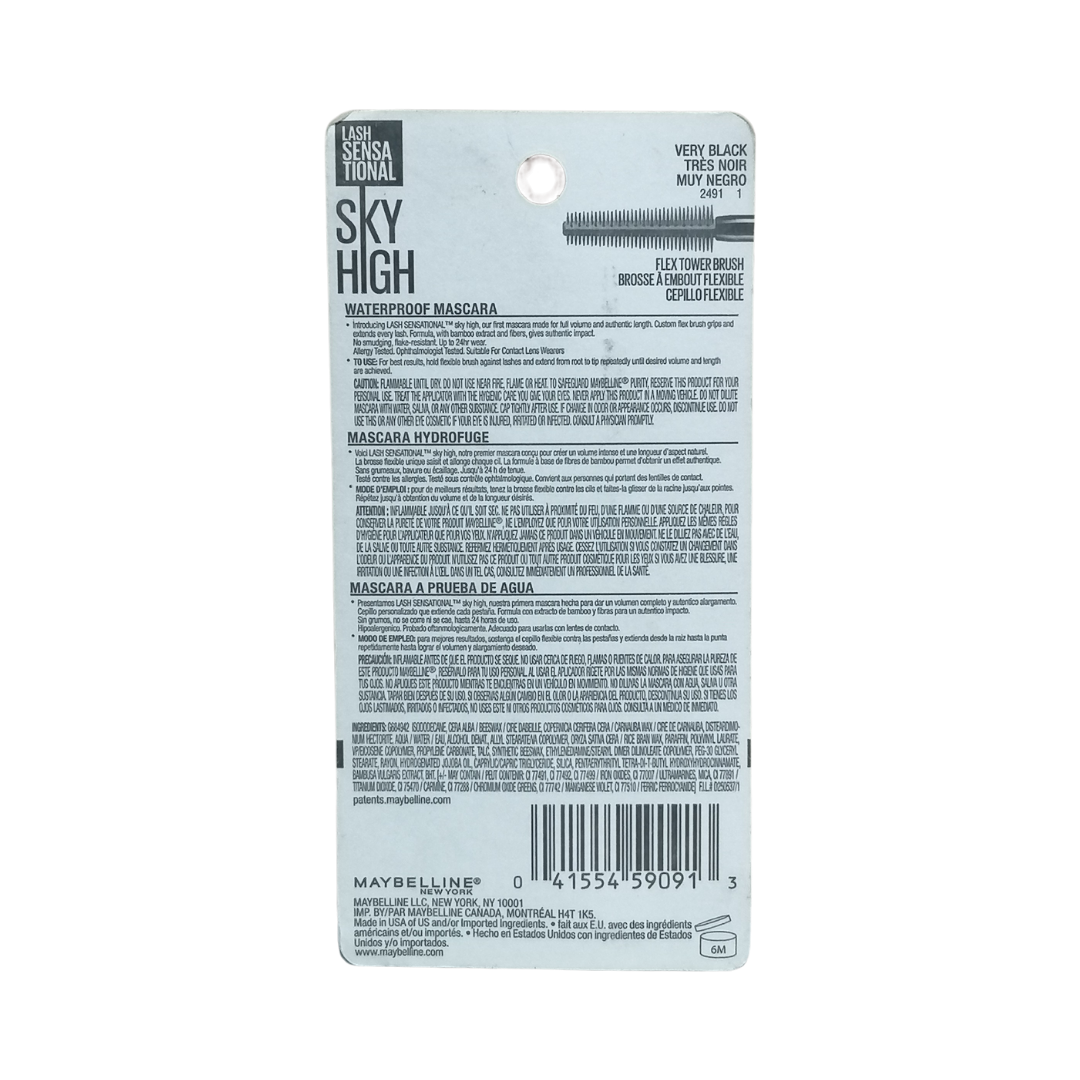 Maybelline Lash Sensational Sky High Waterproof Mascara, 802 Very Black