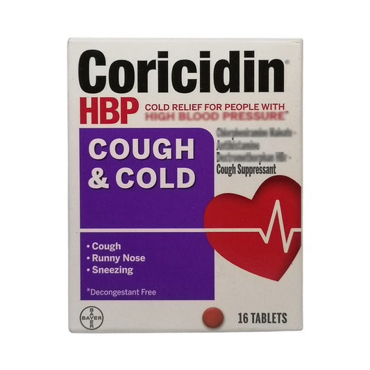 Coricidin HBP Cough & Cold Relief, 16 Tablets