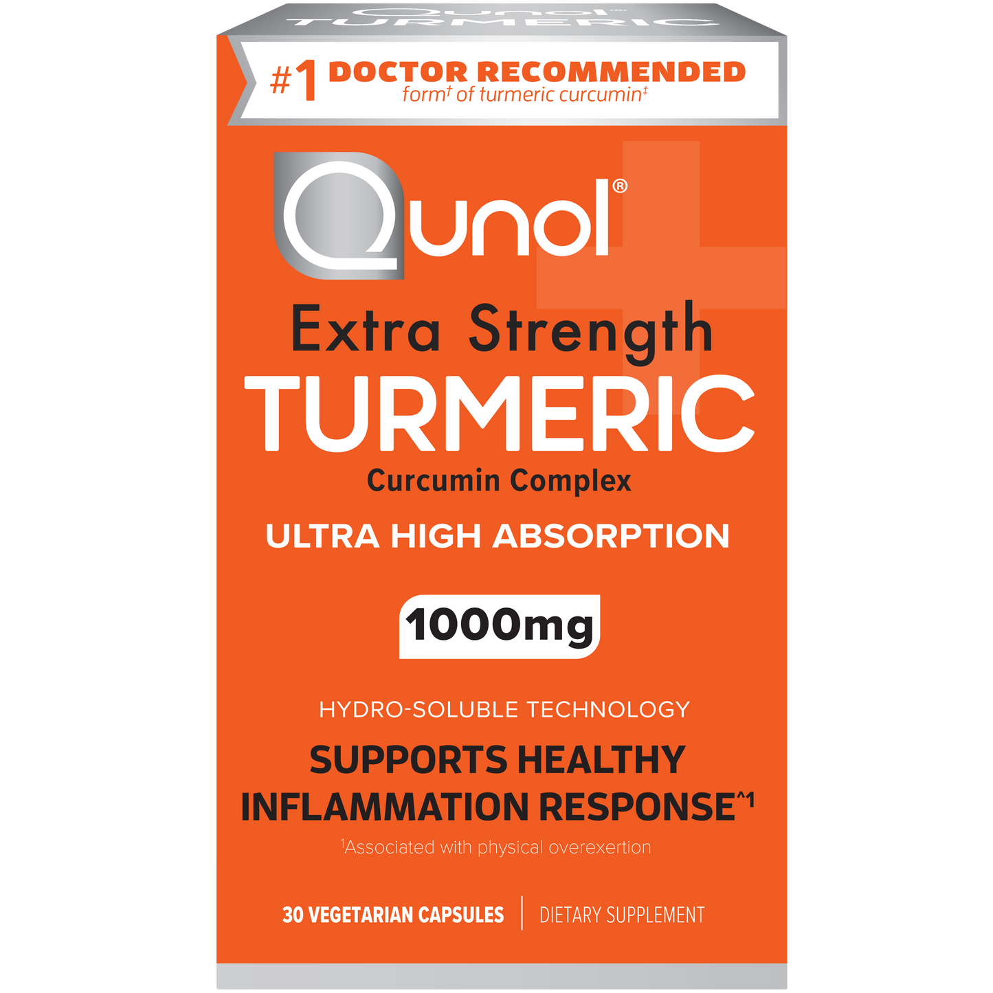 Qunol Extra Strength Turmeric Curcumin Complex with Ultra High Absorption 1000mg - 30 Vegetarian Capsules
