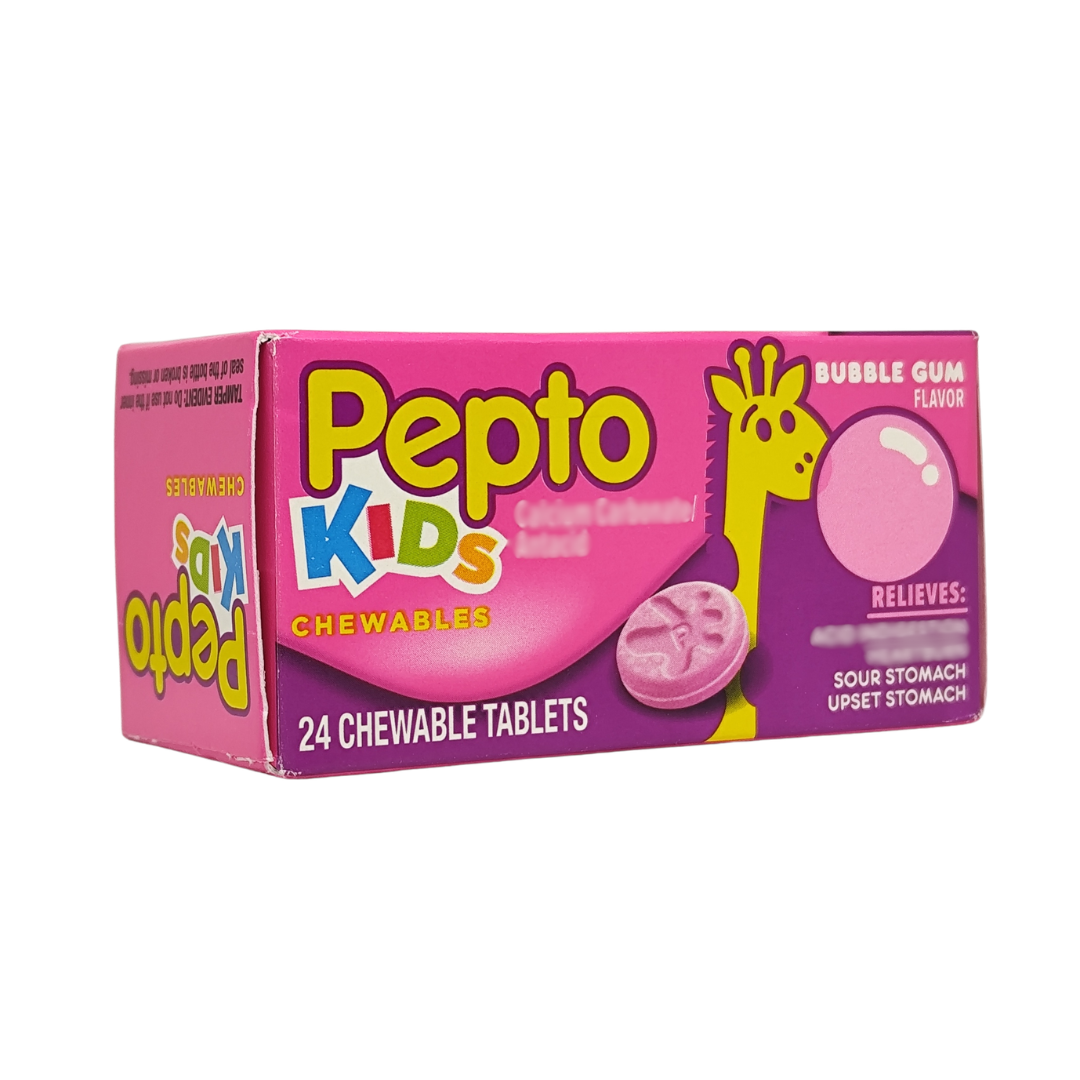 Pepto Kids Upset Stomach Reliever, Bubble Gum Flavor, 24 Chewable Tablets