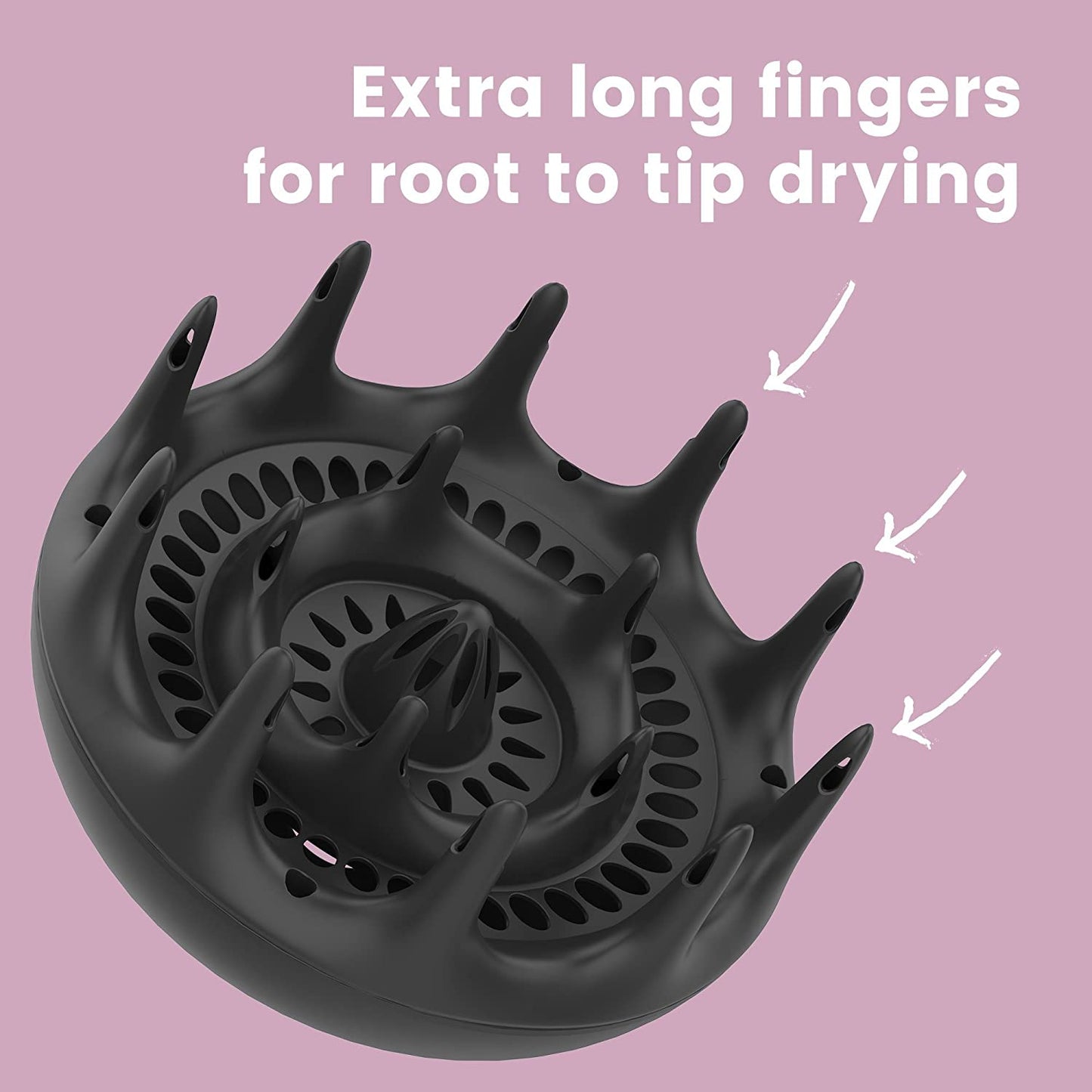 xtava Black Orchid Hair Diffuser Professional Blow Dryer for Curly and Natural Hair, Black