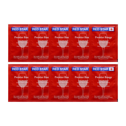 Red Star Premier Rouge Active Dry Fermentation Yeast, Pack of 10