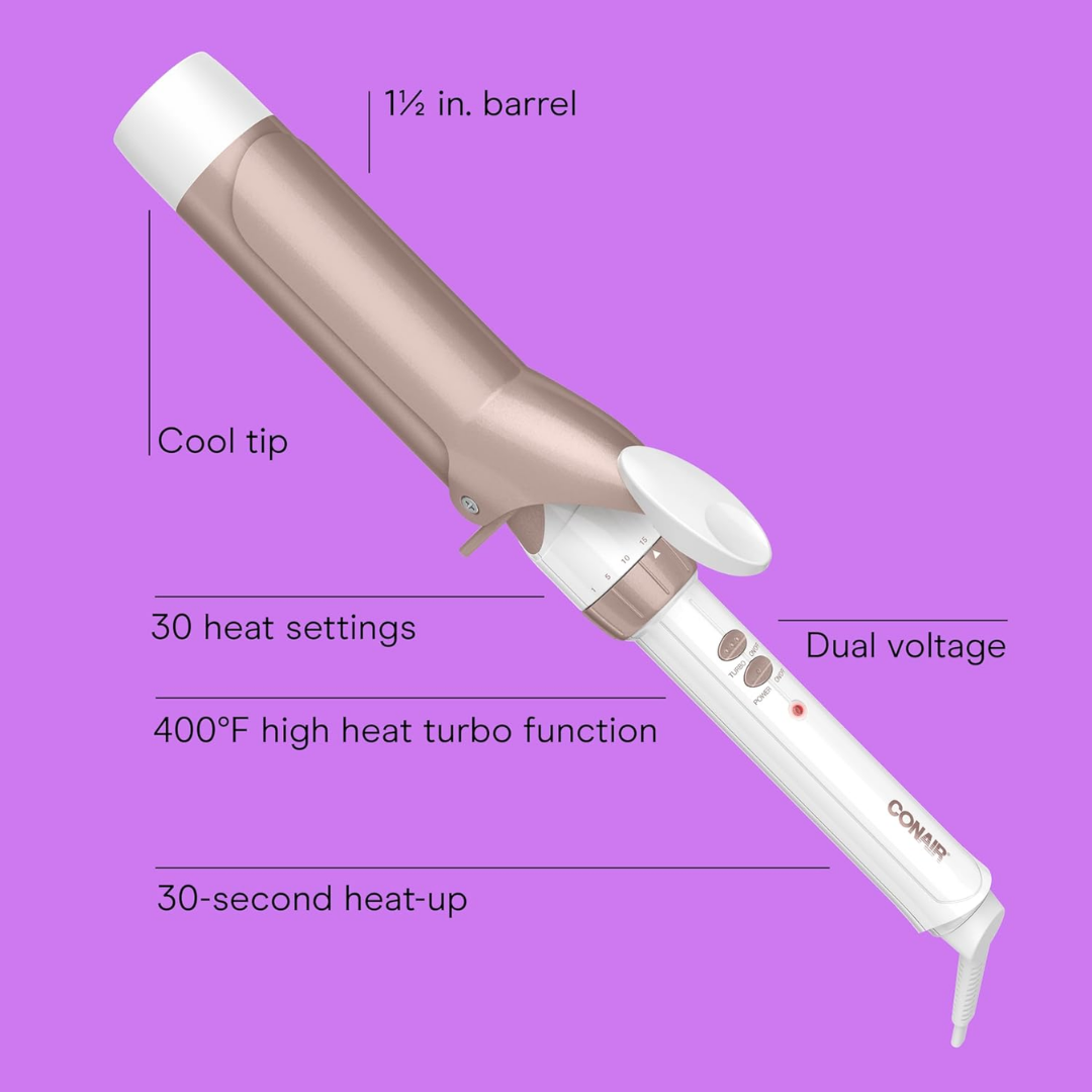 ConAir Double Ceramic 1 1/2 Inch Curling Iron, Dual Voltage