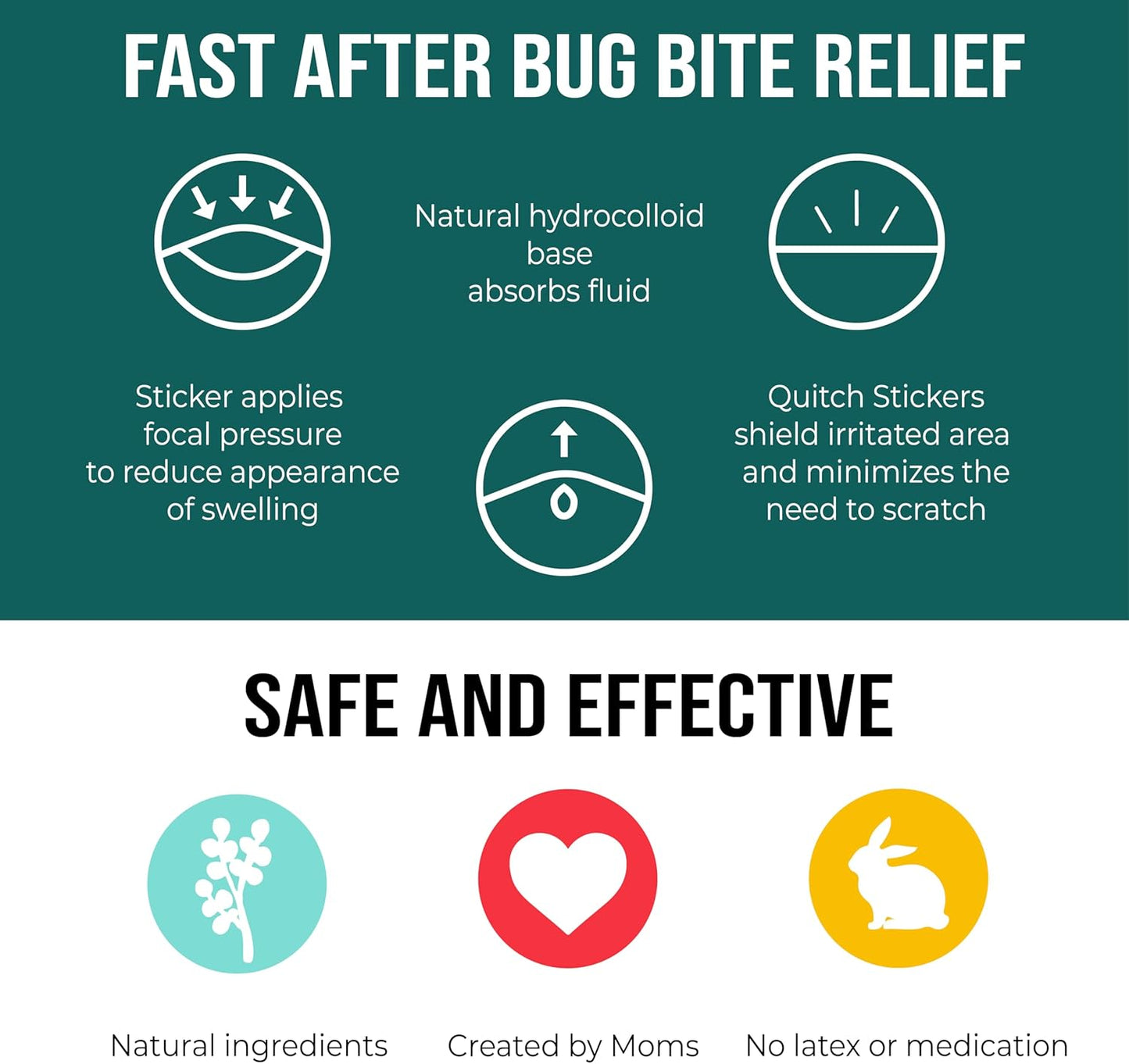 Quitch Bug Bite Relief with Aloe & Witch Hazel, 27 Transparent Stickers