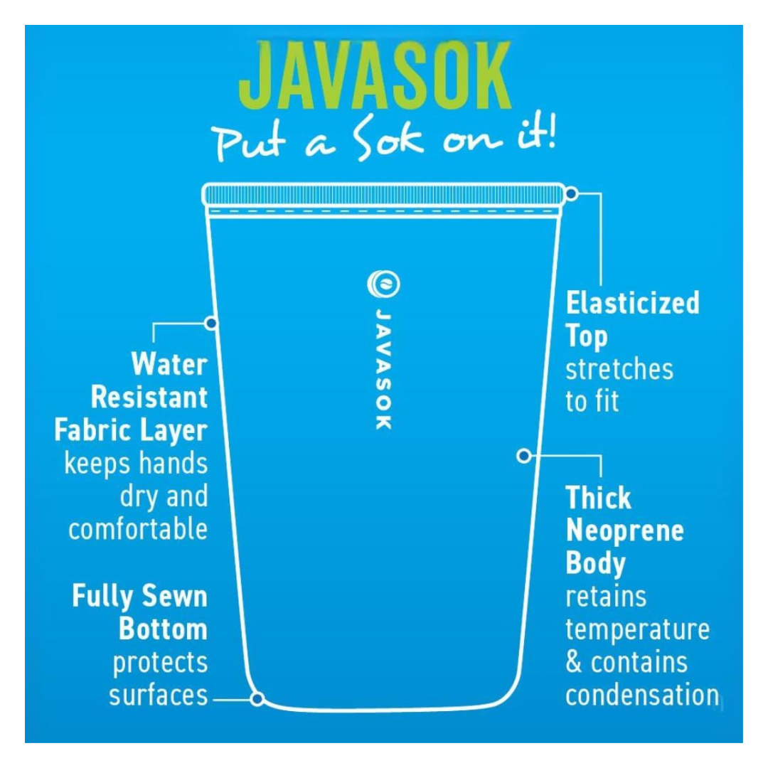 Sok It Javasok Iced Coffee & Cold Soda Insulated Neoprene Cup Sleeve, Medium, ( 22-28oz )