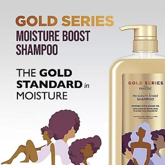 Pantene Gold Series Moisture Infused With Argan Oil Shampoo For Curly And Coily Hair, 29.2Floz 865ml
