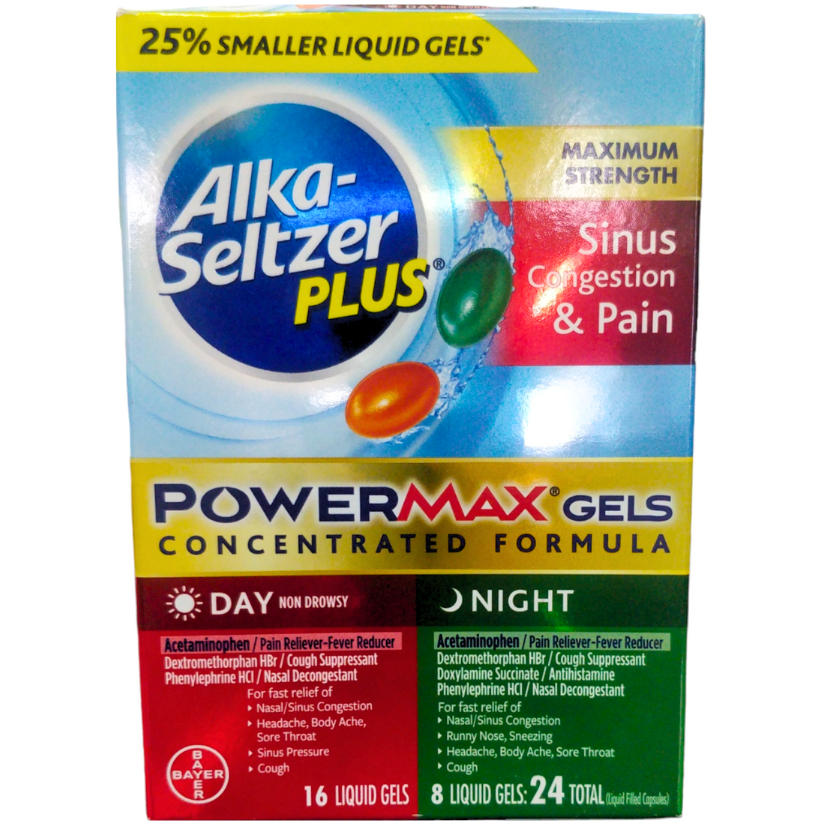 Alka-Seltzer Plus Sinus Congestion PowerMax Gels Day And Night Liquid Gels 24 Count