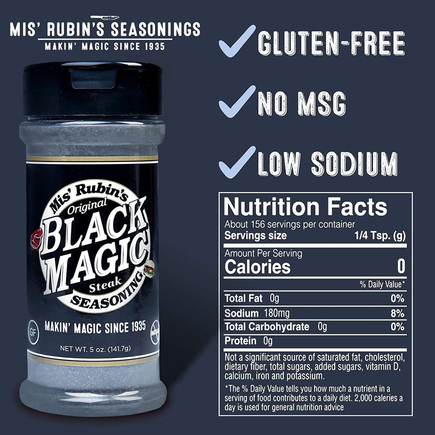 Charcoal Seasoning Dry BBQ Rub, 5 oz Black Magic Charcoal Grill Seasoning