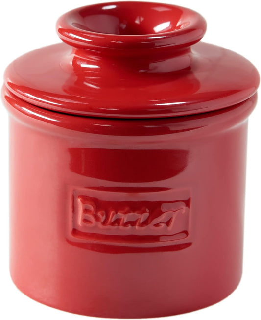 Ceramic Butter Bell Crock, Maraschino Red
