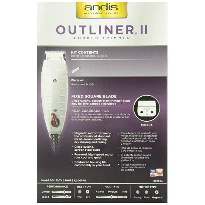 Andis 04603 Go Professional Outliner II Square Blade Trimmer , Gray