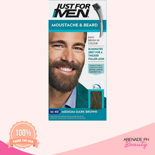 Just For Men Mustache & Beard Facial Haircolor Kit with Biotin, Aloe & Coconut Oil
