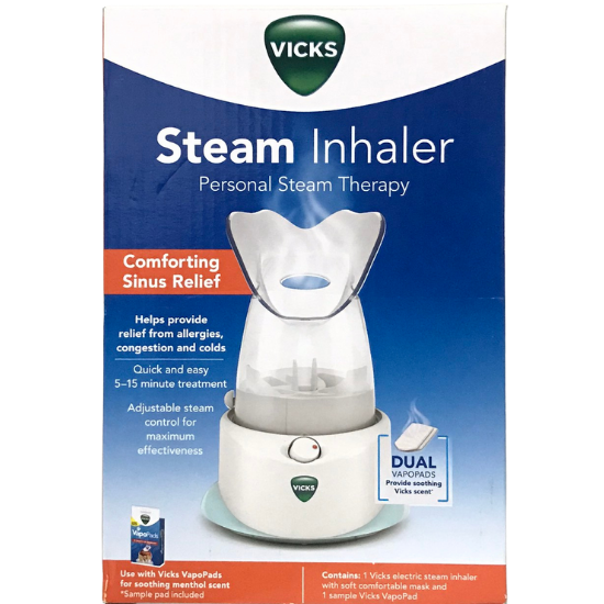 Vicks Steam Inhaler Personal Steam Therapy with Soft Comfortable Mask Dual Scent Pad Technology 120V