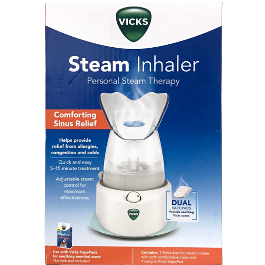 Vicks Steam Inhaler Personal Steam Therapy with Soft Comfortable Mask Dual Scent Pad Technology (V1200-6-VV2/V1200-6-VV3)