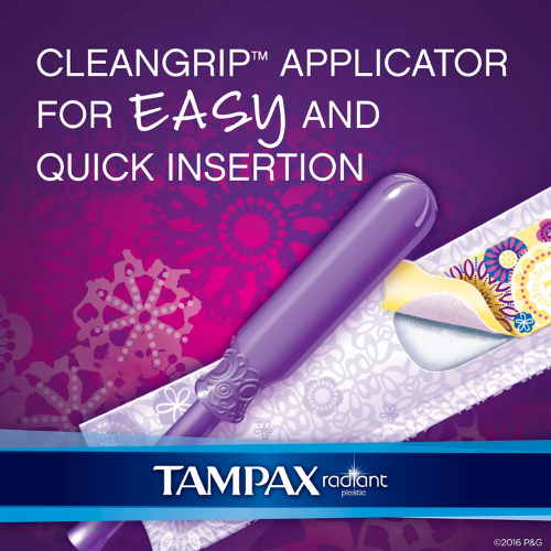 TAMPAX Radiant Tampons, Duo Pack 48 Regular &amp; 36 Super Absorbency, 84 Count