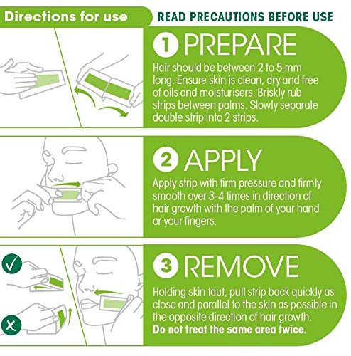 Nad's Facial Wax Strips + 4 Calming Oil Wipes Waxing Kit, 20 Count