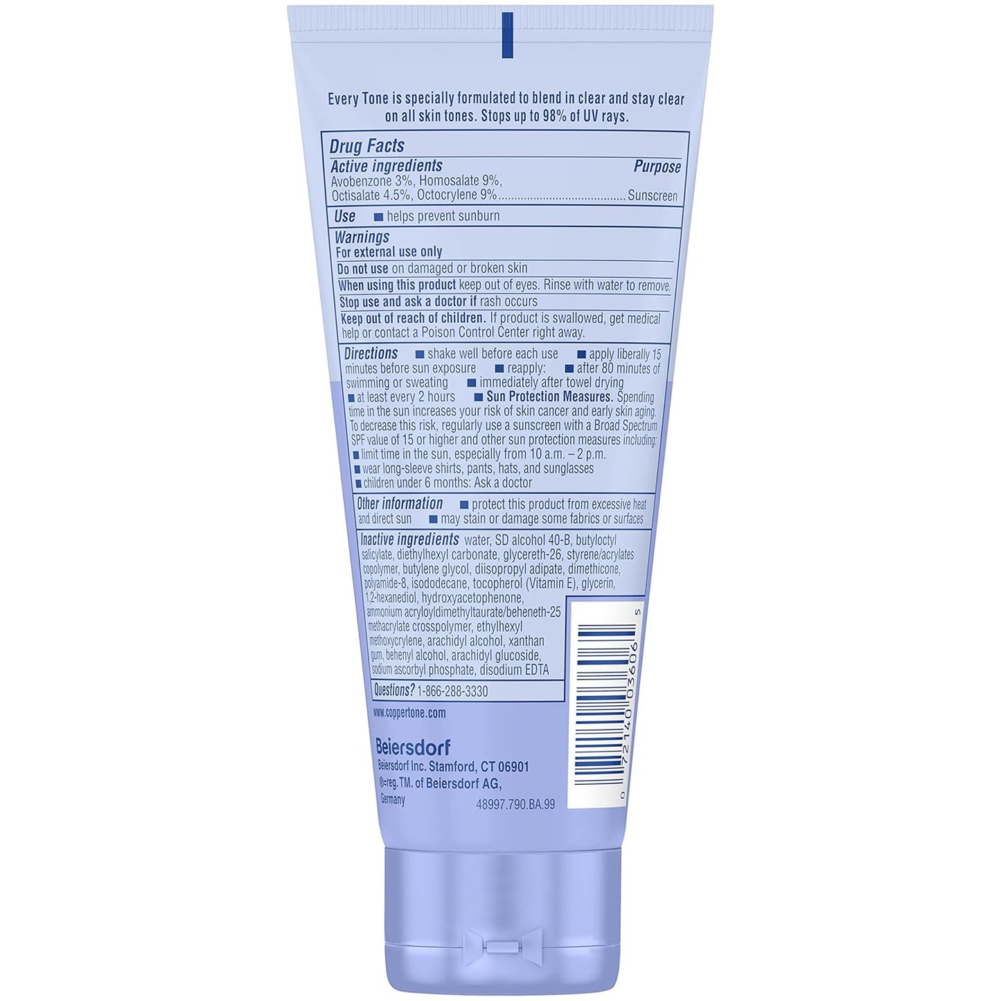 Coppertone Every Tone Sunscreen Lotion SPF 50  for All Skin Tones, 207 ml /  7 fl. oz