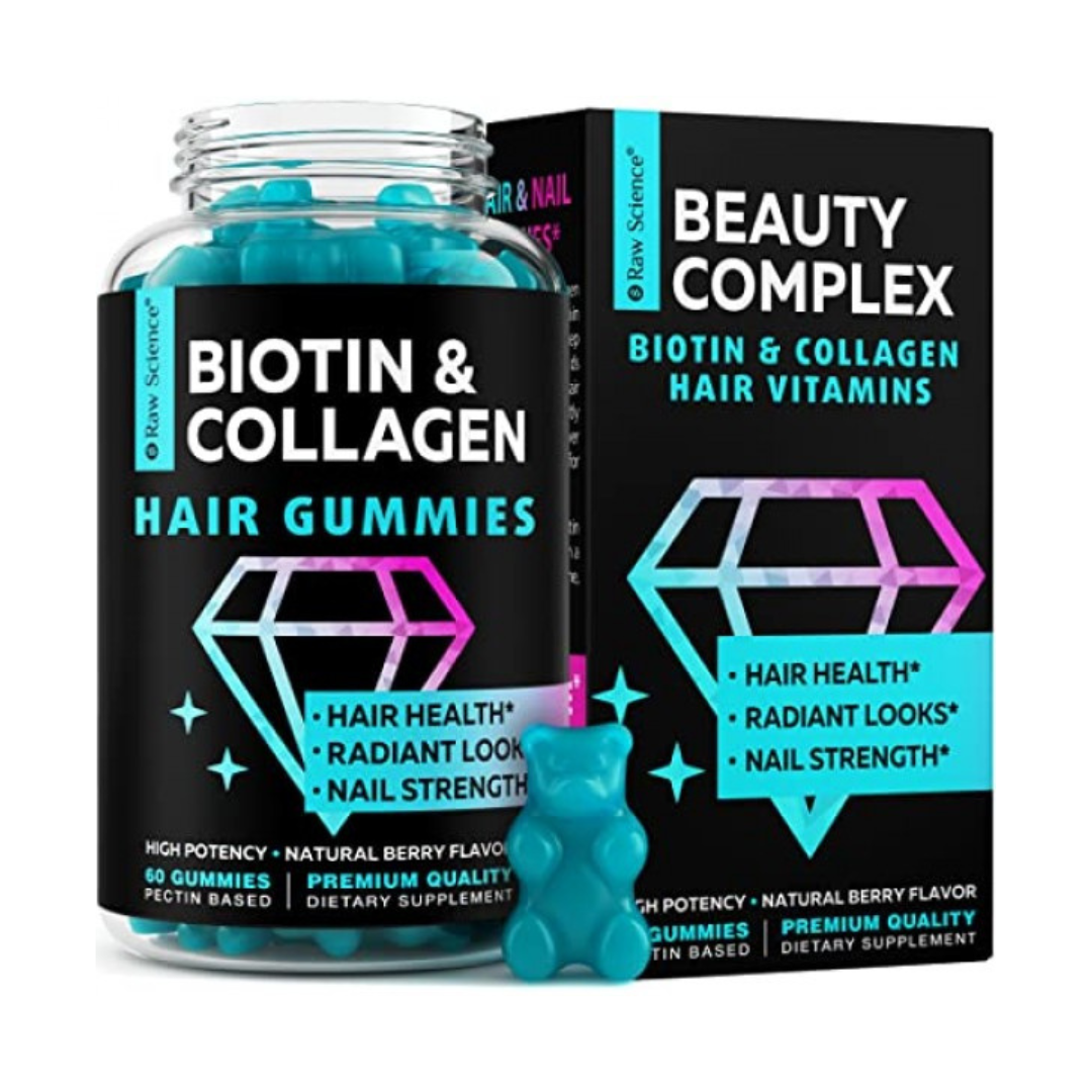 Raw Science Beauty Complex Biotin & Collagen Hair Vitamins Supplement 60 Gummies