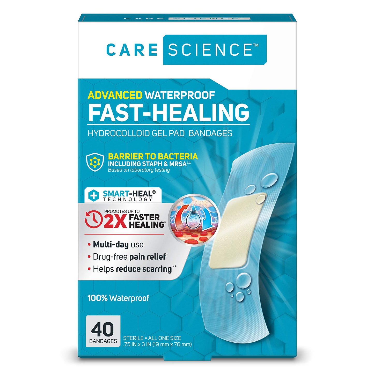 TRIAL PACK Care Science Fast-Healing Hydrocolloid Gel Pad Bandages 10 Bandages