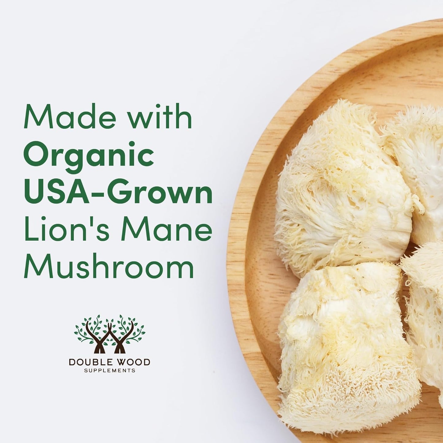 Double Wood Lion's Mane Mushroom 500mg Supplement 120 Capsules