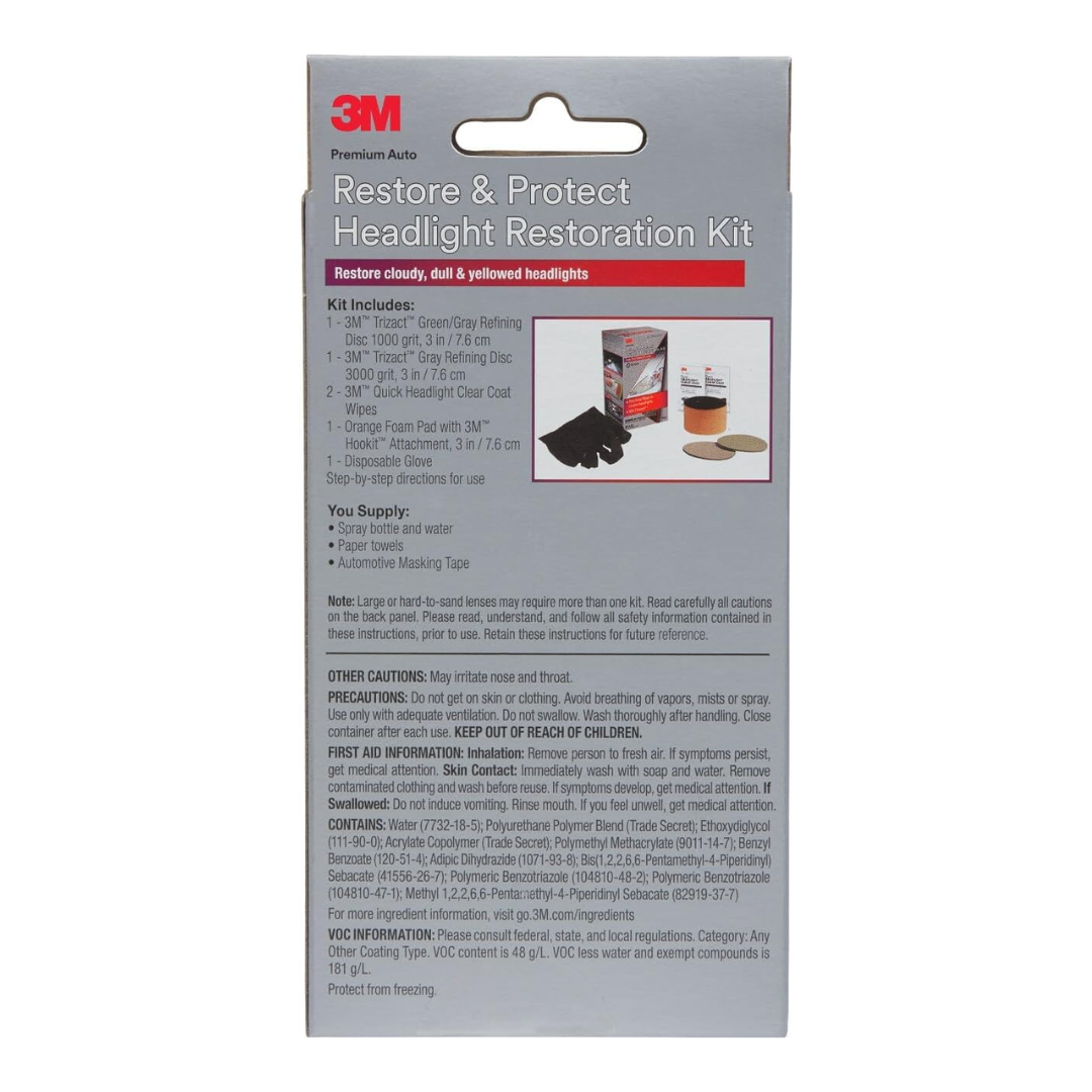 3M Premium Auto Restore & Protect Headlight Restoration Kit, 39194