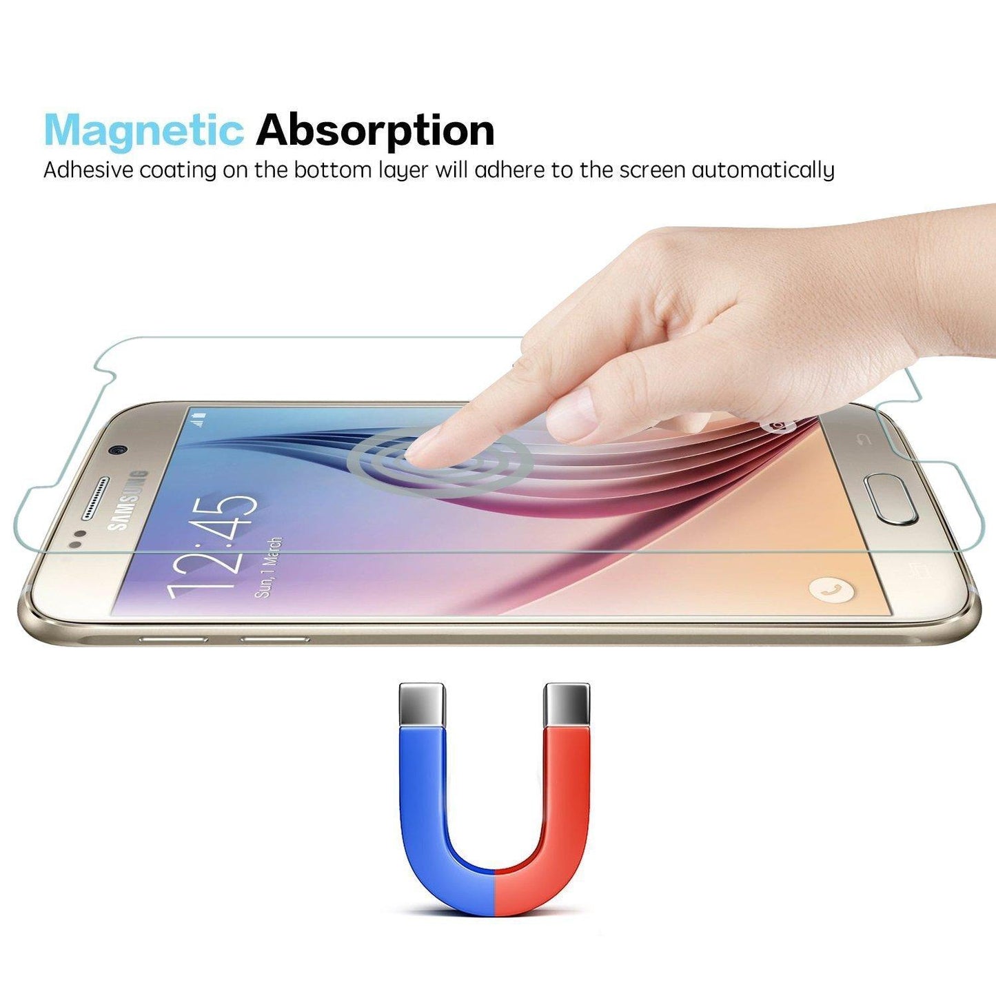 NEARPOW Tempered Glass Screen Protector, Pack of 3 for Samsung Galaxy S6