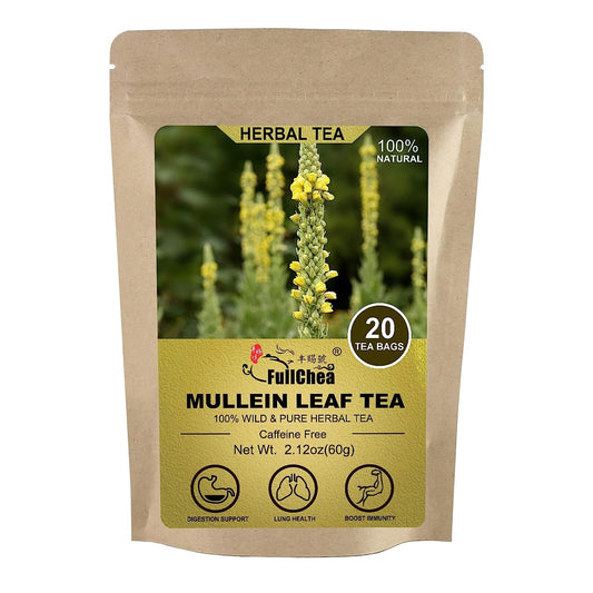 FullChea Mullein Leaf Tea 100% Wild & Pure Herbal Tea  20 Tea Bags (60g)